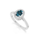 natural london blue topaz solitaire halo engagement rings in sterling silver